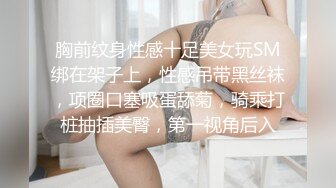 胸前纹身性感十足美女玩SM绑在架子上，性感吊带黑丝袜，项圈口塞吸蛋舔菊，骑乘打桩抽插美臀，第一视角后入